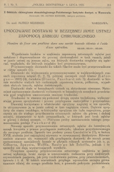 Polska Dentystyka. R.1, 1923, nr 5