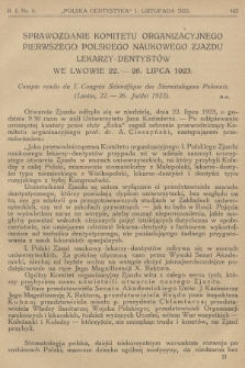 Polska Dentystyka. R.1, 1923, nr 9
