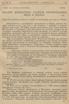 Polska Dentystyka. R.1, 1923, nr 10