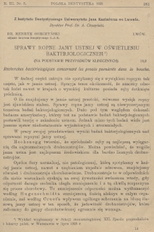 Polska Dentystyka. R.3, 1925, nr 5