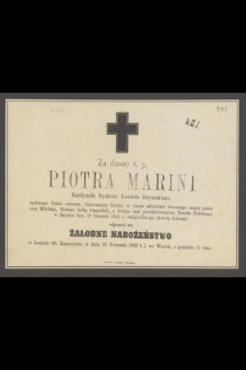 Za duszę ś. p. Piotra Marini, Kardynała Dyakona Kościoła Rzymskiego [...] odprawi się Żałobne Nabożeństwo [...] w dniu 22 Września 1863 r. […]