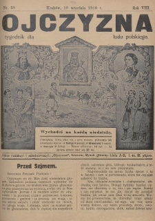 Ojczyzna : tygodnik dla ludu polskiego. 1910, nr 38