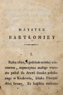 Mayster Bartłomiey czyli Piekarz i jego rodzina : powieść fantastyczna