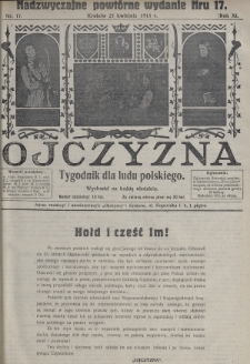 Ojczyzna : tygodnik dla ludu polskiego. 1913, nr 17, Nadzwyczajne powtórne wydanie