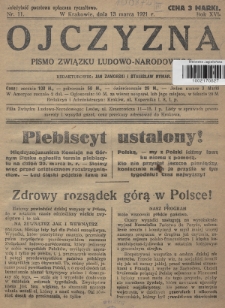 Ojczyzna : pismo Związku Ludowo-Narodowego. 1921, nr 11