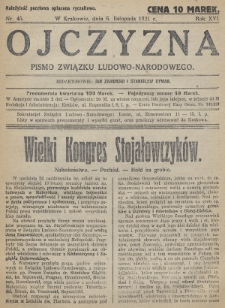 Ojczyzna : pismo Związku Ludowo-Narodowego. 1921, nr 45