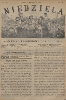 Niedziela : pismo tygodniowe dla ludu. 1886, nr 41