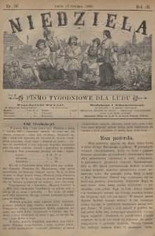Niedziela : pismo tygodniowe dla ludu. 1886, nr 50