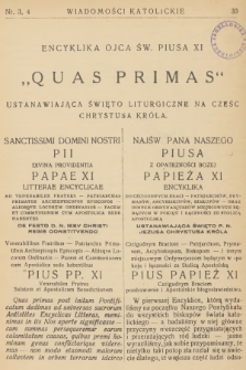 Wiadomości Katolickie : dwutygodnik poświęcony ideom i sprawom katolickim. R.3, 1926, nr 3-4
