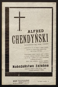 Ś.p. Alfred Chendyński [...] zasnął w Panu dnia 14 lipca 1970 roku [...]