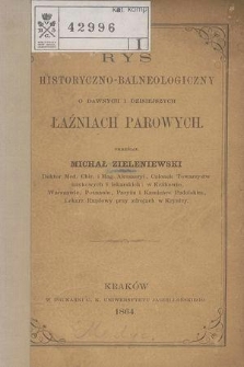 Rys historyczno-balneologiczny o dawnych i dzisiejszych łaźniach parowych