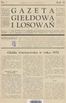 Gazeta Giełdowa i Losowań : organ informacyjny finansowo-giełdowy. 1933, nr 1