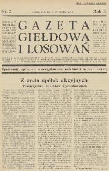 Gazeta Giełdowa i Losowań : organ informacyjny finansowo-giełdowy. 1933, nr 2