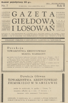 Gazeta Giełdowa i Losowań : tygodnik informac. finansowo-giełdowy. 1933, nr 7