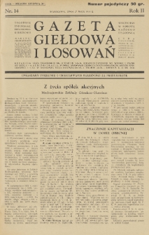 Gazeta Giełdowa i Losowań : tygodnik informac. finansowo-giełdowy. 1933, nr 14