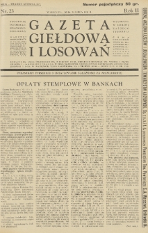 Gazeta Giełdowa i Losowań : tygodnik informac. finansowo-giełdowy. 1933, nr 23