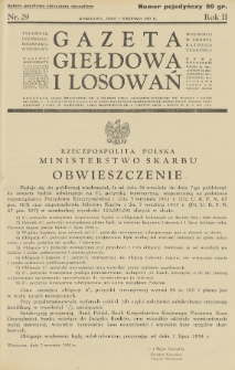 Gazeta Giełdowa i Losowań : tygodnik informac. finansowo-giełdowy. 1933, nr 29