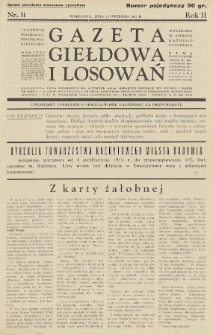 Gazeta Giełdowa i Losowań : tygodnik informac. finansowo-giełdowy. 1933, nr 31