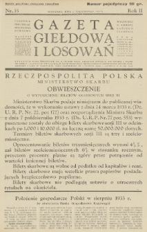 Gazeta Giełdowa i Losowań : tygodnik informac. finansowo-giełdowy. 1933, nr 35