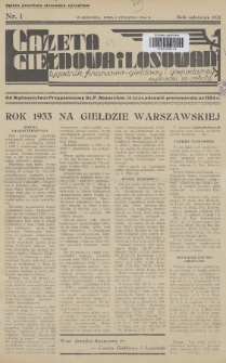 Gazeta Giełdowa i Losowań : tygodnik finansowo-giełdowy i gospodarczy. 1934, nr 1