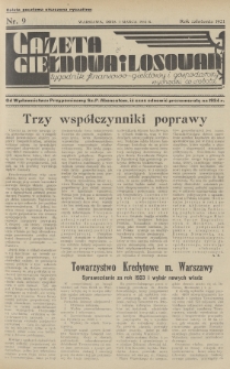 Gazeta Giełdowa i Losowań : tygodnik finansowo-giełdowy i gospodarczy. 1934, nr 9