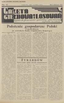 Gazeta Giełdowa i Losowań : tygodnik finansowo-giełdowy i gospodarczy. 1934, nr 12