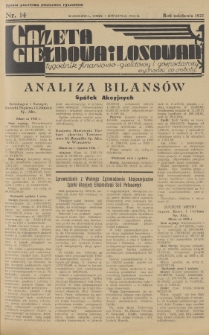 Gazeta Giełdowa i Losowań : tygodnik finansowo-giełdowy i gospodarczy. 1934, nr 14