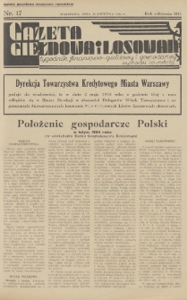 Gazeta Giełdowa i Losowań : tygodnik finansowo-giełdowy i gospodarczy. 1934, nr 17