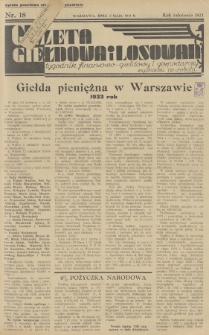 Gazeta Giełdowa i Losowań : tygodnik finansowo-giełdowy i gospodarczy. 1934, nr 18