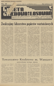 Gazeta Giełdowa i Losowań : tygodnik finansowo-giełdowy i gospodarczy. 1934, nr 26
