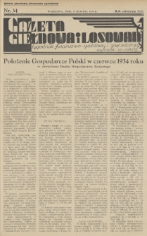 Gazeta Giełdowa i Losowań : tygodnik finansowo-giełdowy i gospodarczy. 1934, nr 34