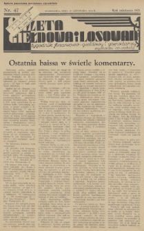 Gazeta Giełdowa i Losowań : tygodnik finansowo-giełdowy i gospodarczy. 1934, nr 47