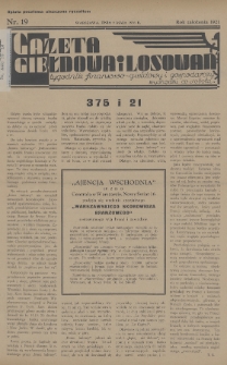 Gazeta Giełdowa i Losowań : tygodnik finansowo-giełdowy i gospodarczy. 1936, nr 19