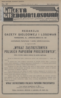 Gazeta Giełdowa i Losowań : tygodnik finansowo-giełdowy i gospodarczy. 1936, nr 30