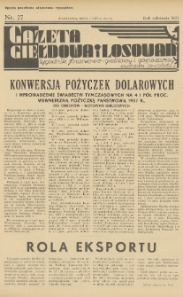 Gazeta Giełdowa i Losowań : tygodnik finansowo-giełdowy i gospodarczy. 1937, nr 27