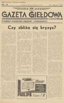 Gazeta Giełdowa i Losowań : tygodnik finansowo-giełdowy i gospodarczy. 1937, nr 46