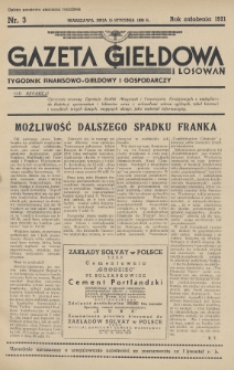 Gazeta Giełdowa i Losowań : tygodnik finansowo-giełdowy i gospodarczy. 1938, nr 3