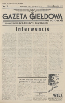 Gazeta Giełdowa i Losowań : tygodnik finansowo-giełdowy i gospodarczy. 1938, nr 11