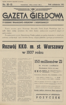 Gazeta Giełdowa i Losowań : tygodnik finansowo-giełdowy i gospodarczy. 1938, nr 20-21