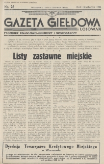 Gazeta Giełdowa i Losowań : tygodnik finansowo-giełdowy i gospodarczy. 1938, nr 23