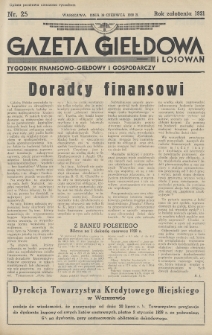 Gazeta Giełdowa i Losowań : tygodnik finansowo-giełdowy i gospodarczy. 1938, nr 25