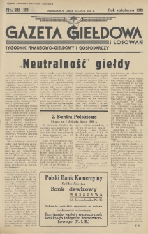 Gazeta Giełdowa i Losowań : tygodnik finansowo-giełdowy i gospodarczy. 1938, nr 28-29