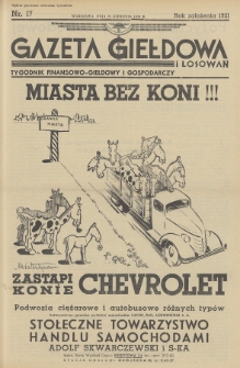 Gazeta Giełdowa i Losowań : tygodnik finansowo-giełdowy i gospodarczy. 1939, nr 17