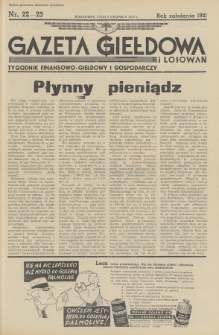 Gazeta Giełdowa i Losowań : tygodnik finansowo-giełdowy i gospodarczy. 1939, nr 22-23