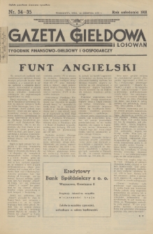 Gazeta Giełdowa i Losowań : tygodnik finansowo-giełdowy i gospodarczy. 1939, nr 34-35