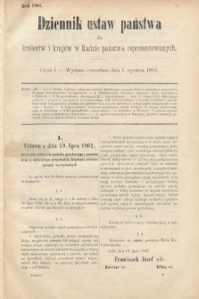 Dziennik Ustaw Państwa dla Królestw i Krajów w Radzie Państwa Reprezentowanych. 1903, cz. 1