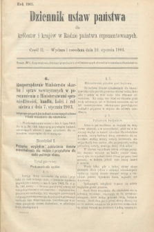 Dziennik Ustaw Państwa dla Królestw i Krajów w Radzie Państwa Reprezentowanych. 1903, cz. 2