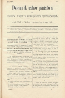 Dziennik Ustaw Państwa dla Królestw i Krajów w Radzie Państwa Reprezentowanych. 1903, cz. 42