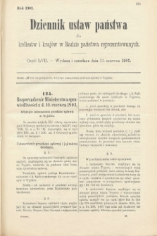 Dziennik Ustaw Państwa dla Królestw i Krajów w Radzie Państwa Reprezentowanych. 1903, cz. 57