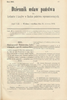 Dziennik Ustaw Państwa dla Królestw i Krajów w Radzie Państwa Reprezentowanych. 1903, cz. 61